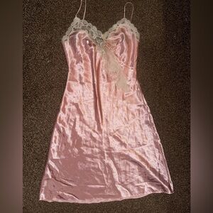 Vintage Victoria Secret Pink Lace Trim Slip Dress